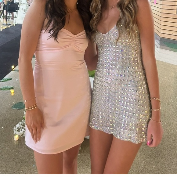 Oh Polly Silver Mini Dress size 4 - Picture 2 of 4